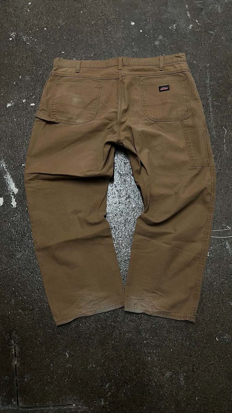 Dickies Relaxed Fit Duck Carpenter Work Pants - Brown, Size 42x30